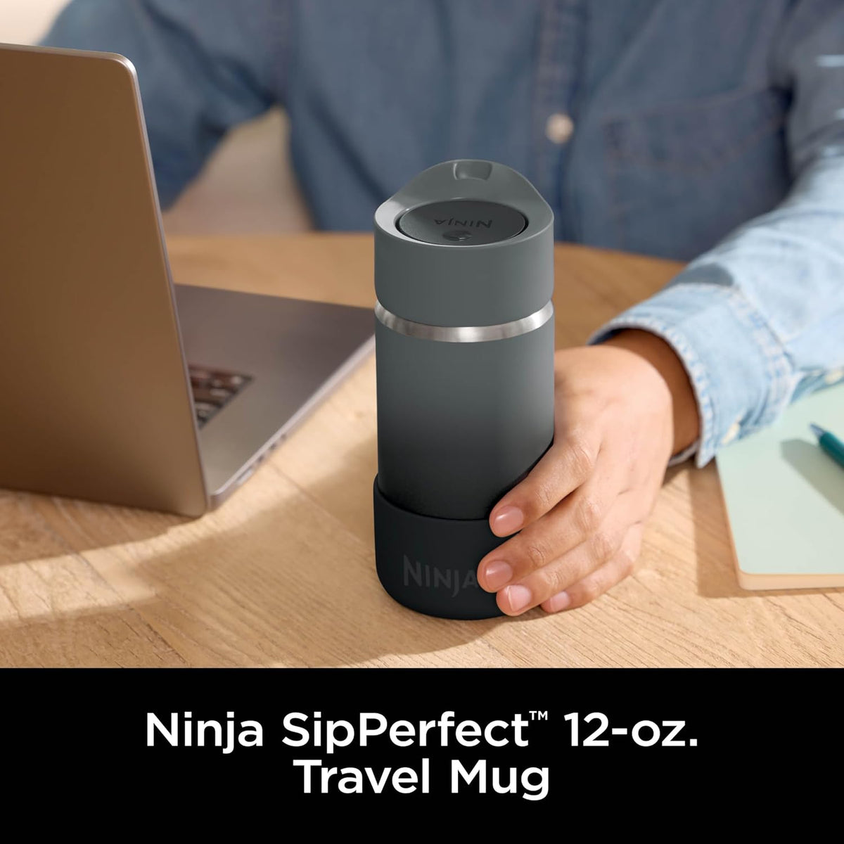 Ninja, Travel Mug, Sip Perfect 12oz, Brings Hot Drinks to Sippable Temperature in Minutes, Stainless Steel, Leak Proof, Dishwasher Safe, Met — detail image 2