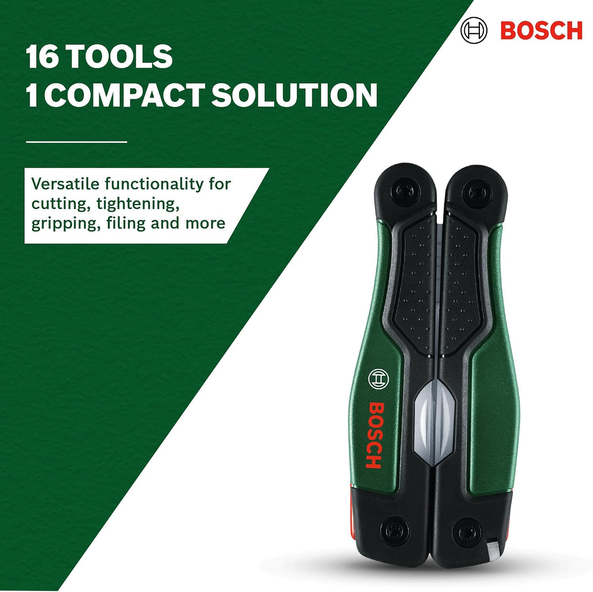 Bosch 16 in 1 Multi-Tool (Multi-Tool for DIY, Outdoor and Camping, Stainless Steel, Locking Function, Soft Grip, 16 Functions: Pliers, Screw — detail image 2