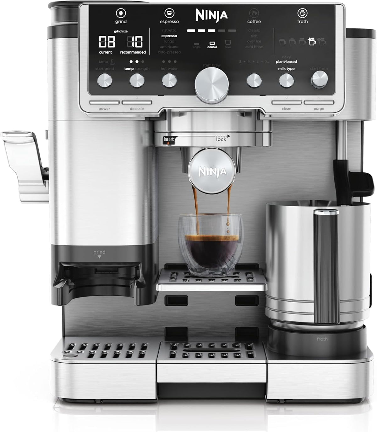 Ninja Luxe Café Pro ES701UK 3-in-1 Coffee Machine with Grinder, Integrated Scale and Milk Frothing, Silver — product view