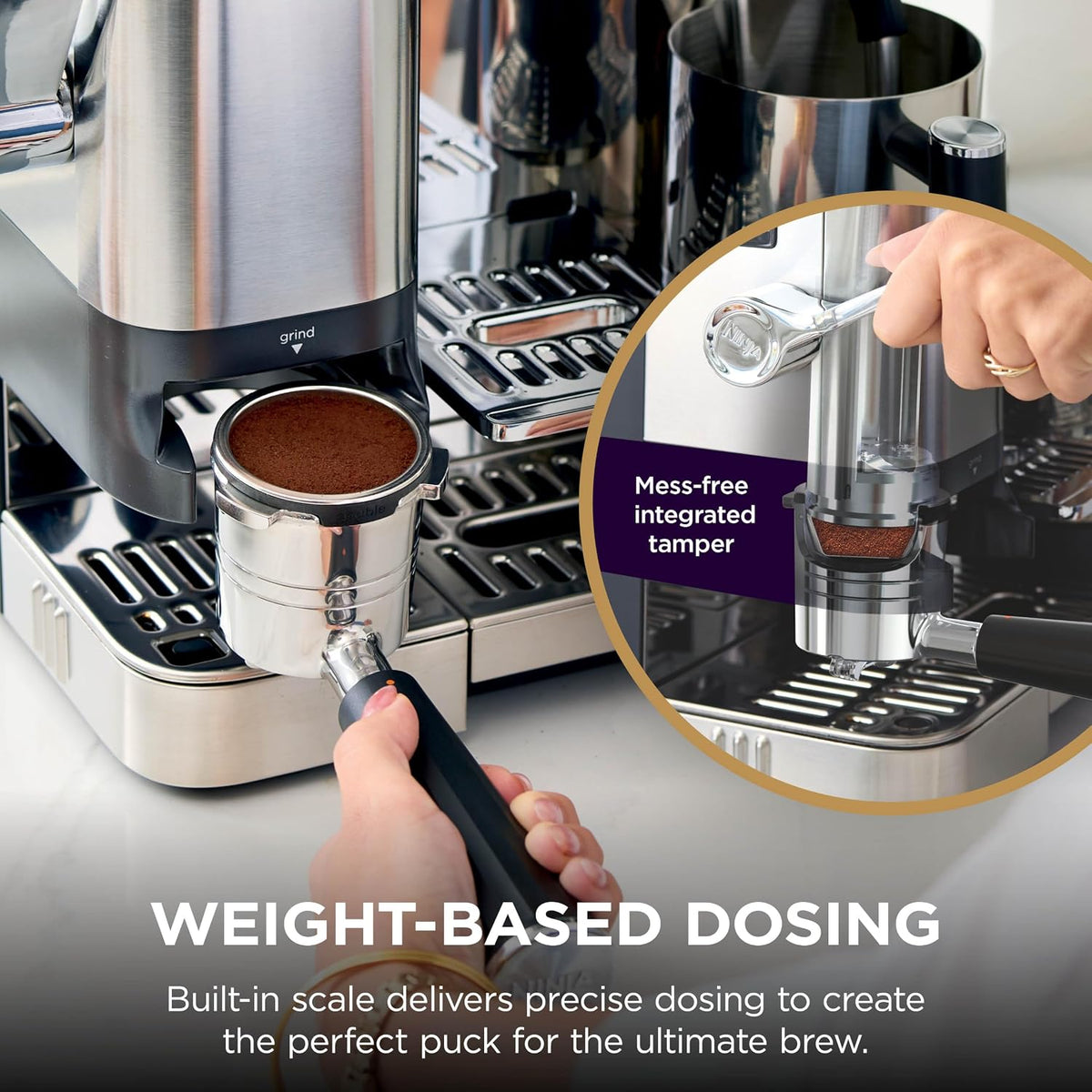 Ninja Luxe Café Pro ES701UK 3-in-1 Coffee Machine with Grinder, Integrated Scale and Milk Frothing, Silver — detail image 3
