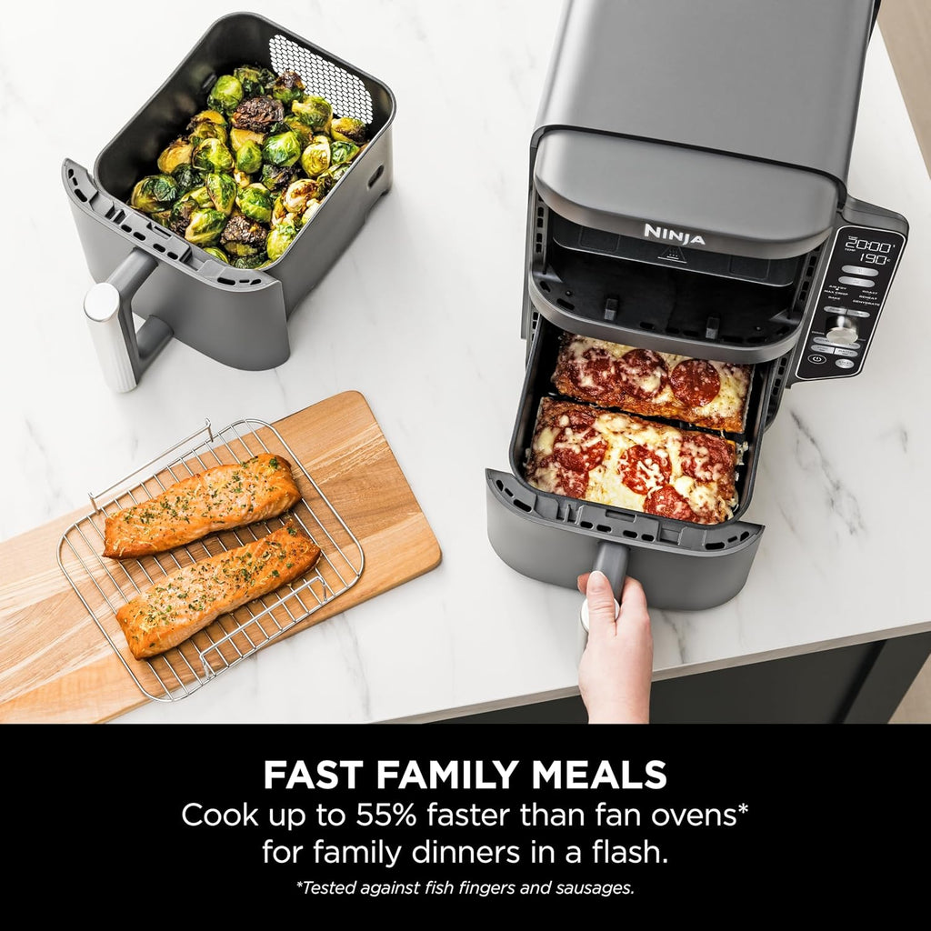 Ninja Double Stack XL Air Fryer, Vertical Dual Zone with 4 Levels, 2 Drawers and 2 Racks, 9.5L Capacity, 6-in-1 Functions, 8 Portions, Grey, — detail image 11