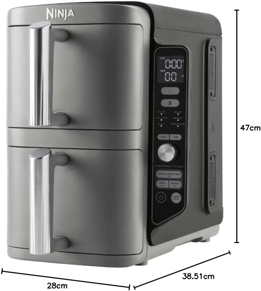 Ninja Double Stack XL Air Fryer, Vertical Dual Zone with 4 Levels, 2 Drawers and 2 Racks, 9.5L Capacity, 6-in-1 Functions, 8 Portions, Grey, — detail image 15