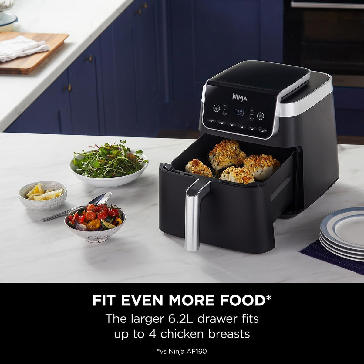 Ninja Air Fryer MAX PRO, 6.2L, Large Square Single Drawer, Roast, Bake, Air Fry, Family Size, Digital, Non-Stick, Dishwasher Safe Basket & C — detail image 5