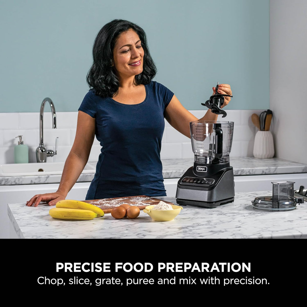 Ninja Food Processor with 4 Automatic Programs, Chop, Puree, Slice, Mix, and 3 Manual Speeds, 2.1L Bowl, Blades, 850W, Dishwasher Safe Parts — detail image 3