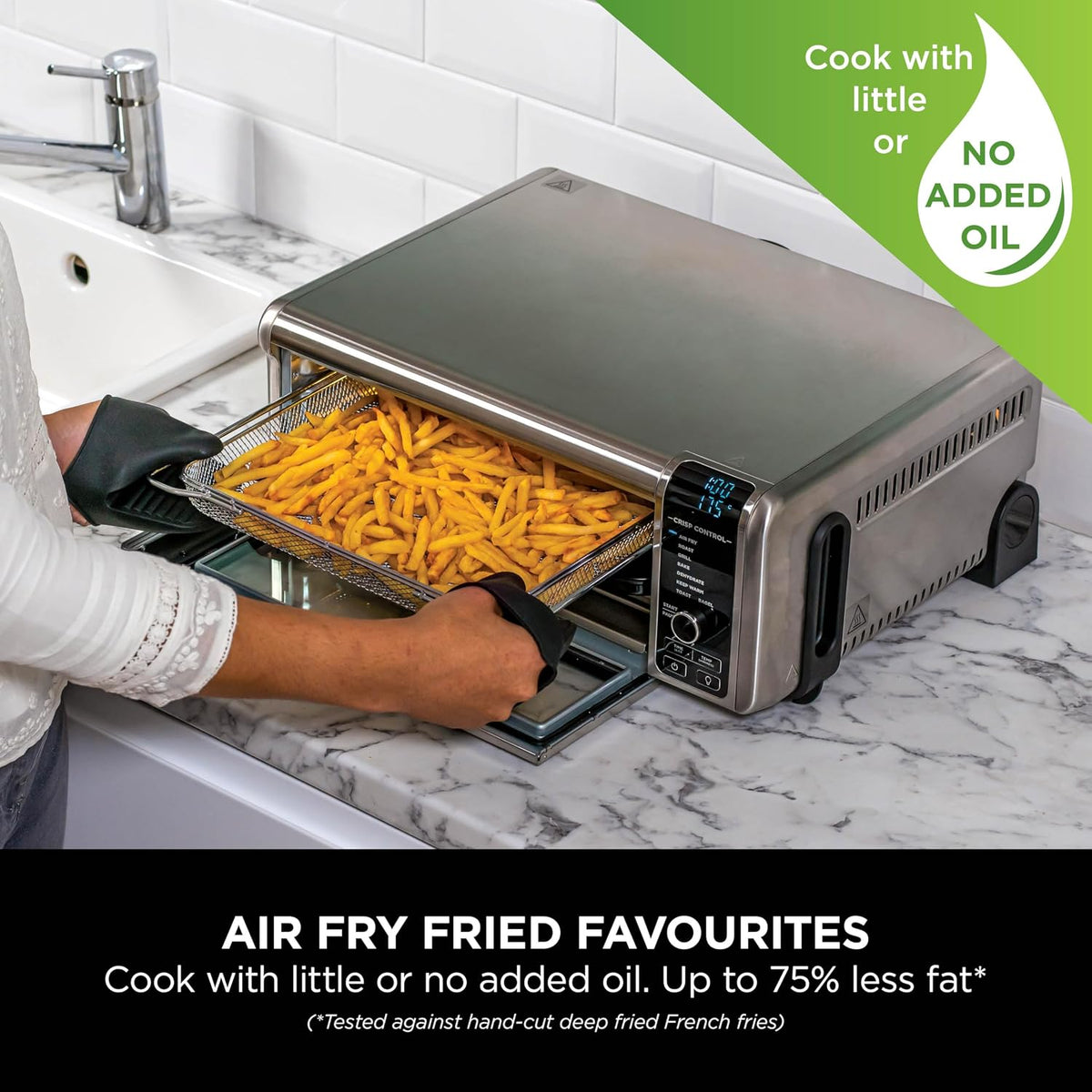 Ninja Foodi 8-in-1 Flip Oven, Portable Mini Countertop Appliance for Work Surfaces, 8 Cooking Functions: Air Fry, Roast, Grill and Bake, Sil — detail image 6