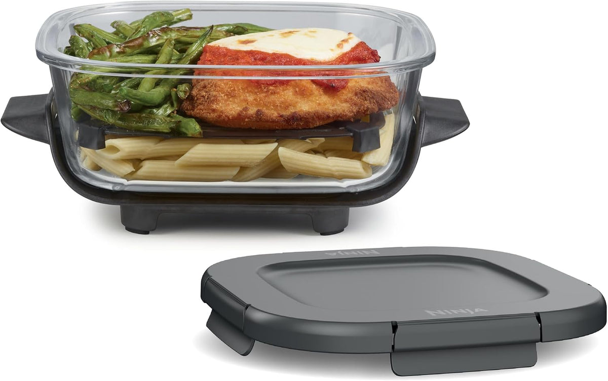 Ninja 6 Cup TempWare Glass Container with Leak-Proof Storage lid, Compatible Crispi Portable Cooking System, Microwave, Freezer and Dishwash — product view