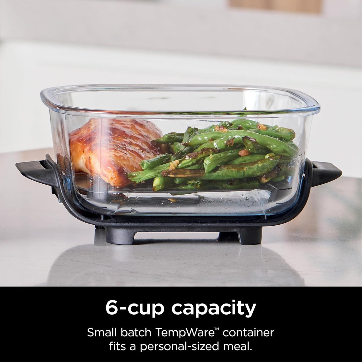 Ninja 6 Cup TempWare Glass Container with Leak-Proof Storage lid, Compatible Crispi Portable Cooking System, Microwave, Freezer and Dishwash — detail image 2