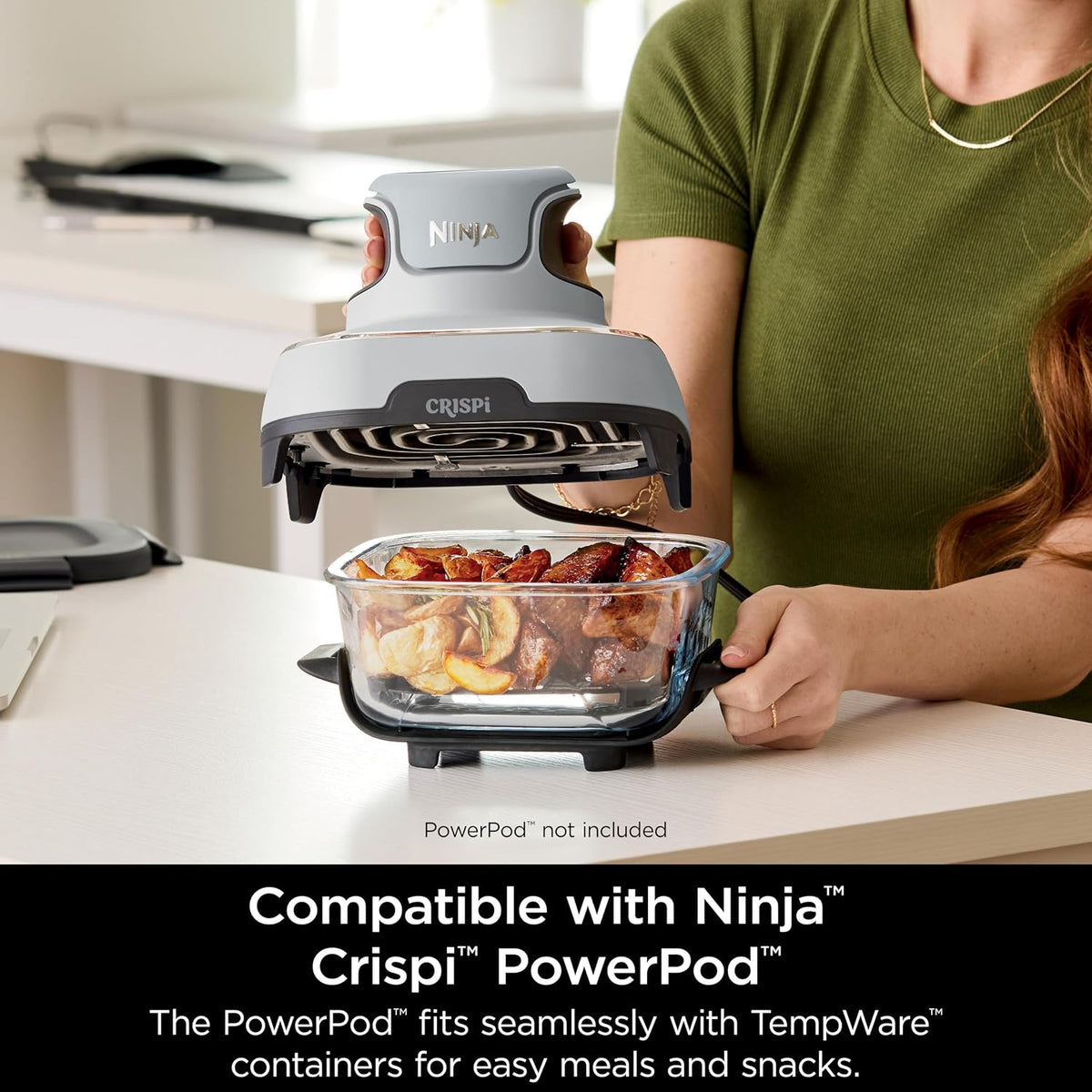 Ninja 6 Cup TempWare Glass Container with Leak-Proof Storage lid, Compatible Crispi Portable Cooking System, Microwave, Freezer and Dishwash — detail image 4