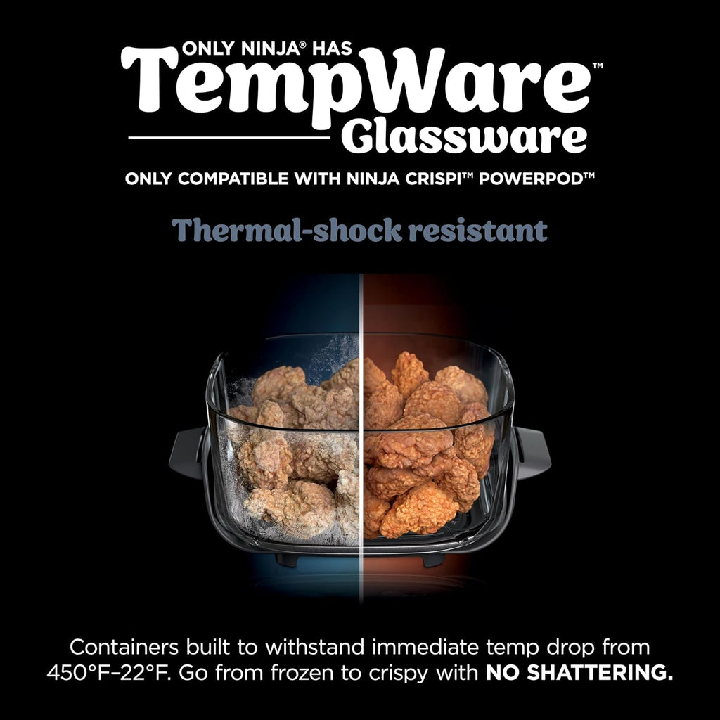 Ninja 6 Cup TempWare Glass Container with Leak-Proof Storage lid, Compatible Crispi Portable Cooking System, Microwave, Freezer and Dishwash — detail image 3