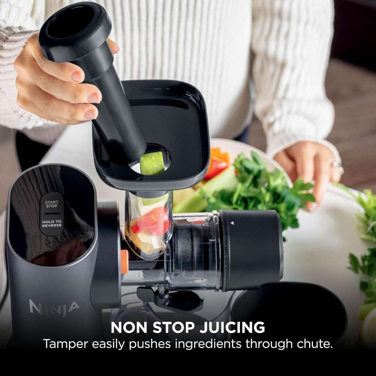 Ninja Cold Press Juicer Machine with 700ml Jug & 1.1L Pulp Container, Make Fresh Juices, Drinks & Wellness Shots, Compact, Dishwasher Safe & — detail image 2