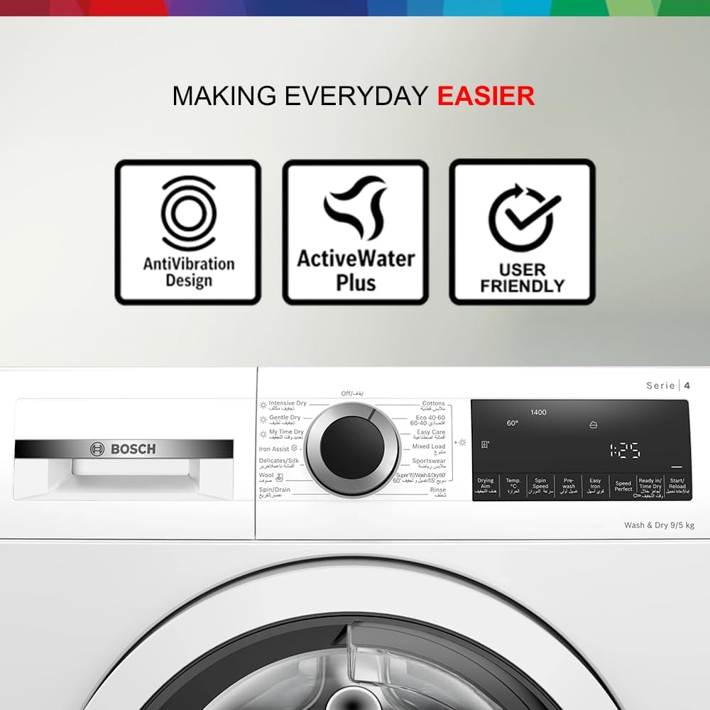 Bosch Series 4 WNA24400GC Freestanding Washer Dryer, 9kg Wash / 5kg Dry — detail image 5