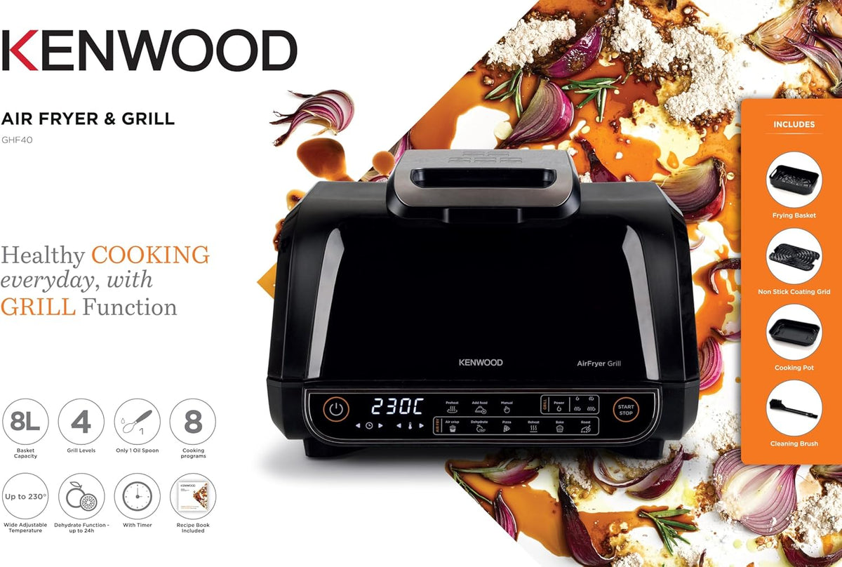 KENWOOD Grill AirFryer 2-in-1 (Air Fryer + Grill) with XXXL 8L Basket, 4 Grill Levels, 8 Preset Functions - Grill, Air Crisp, Roast, Bake, P — detail image 2