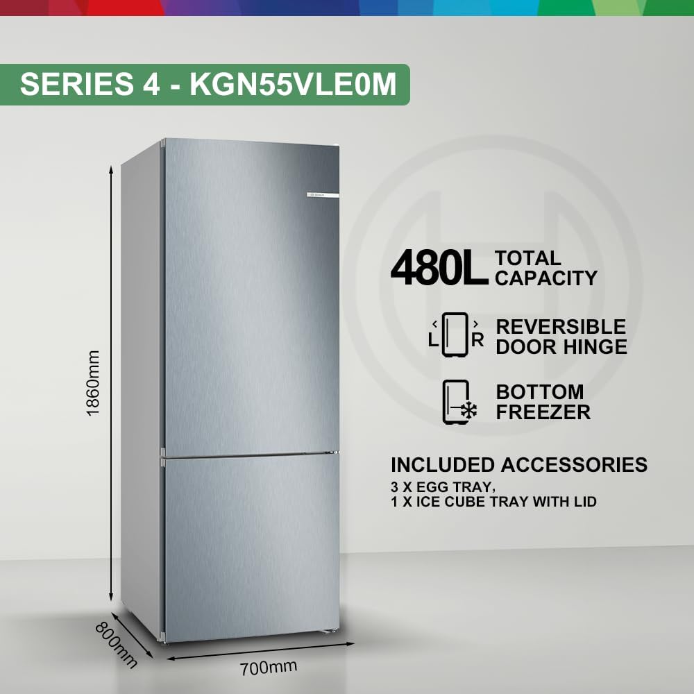 Bosch KGN55VLE0M Freestanding Bottom Freezer Refrigerator, 480L — detail image 2