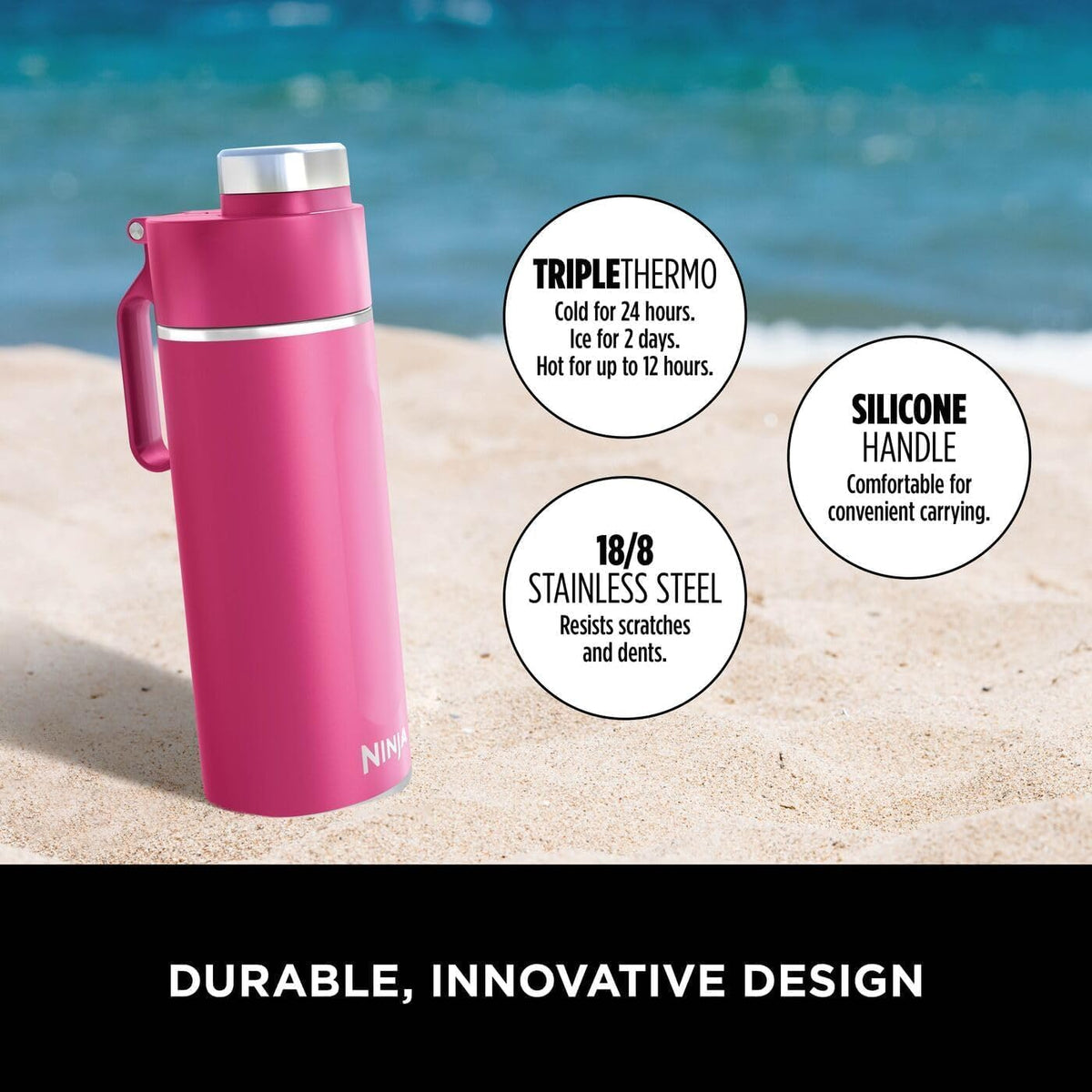 Ninja Thirsti Water Bottle and Flask 530 ML with Leak-Proof Lid, Designed for Carbonated, Hot & Cold Drinks, Ideal for Travel & Sports, Trip — detail image 5