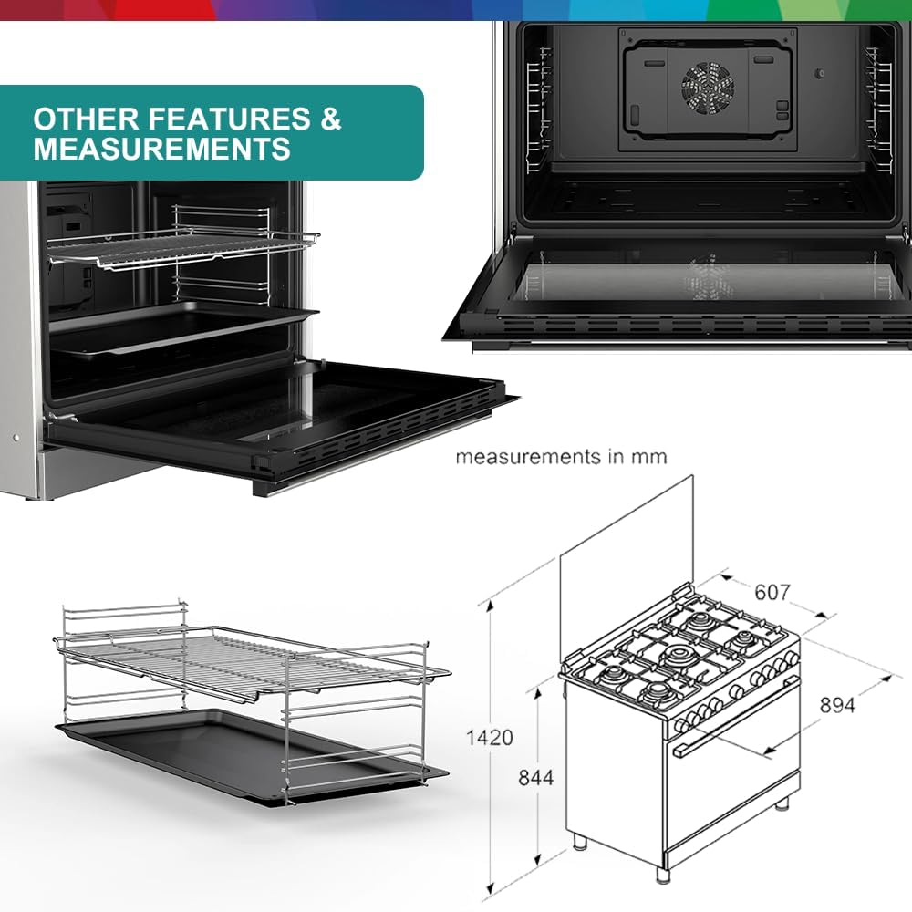 Bosch Series 2 HGV1D8W50M Gas Range Cooker, 125L, 5 Burners — detail image 6