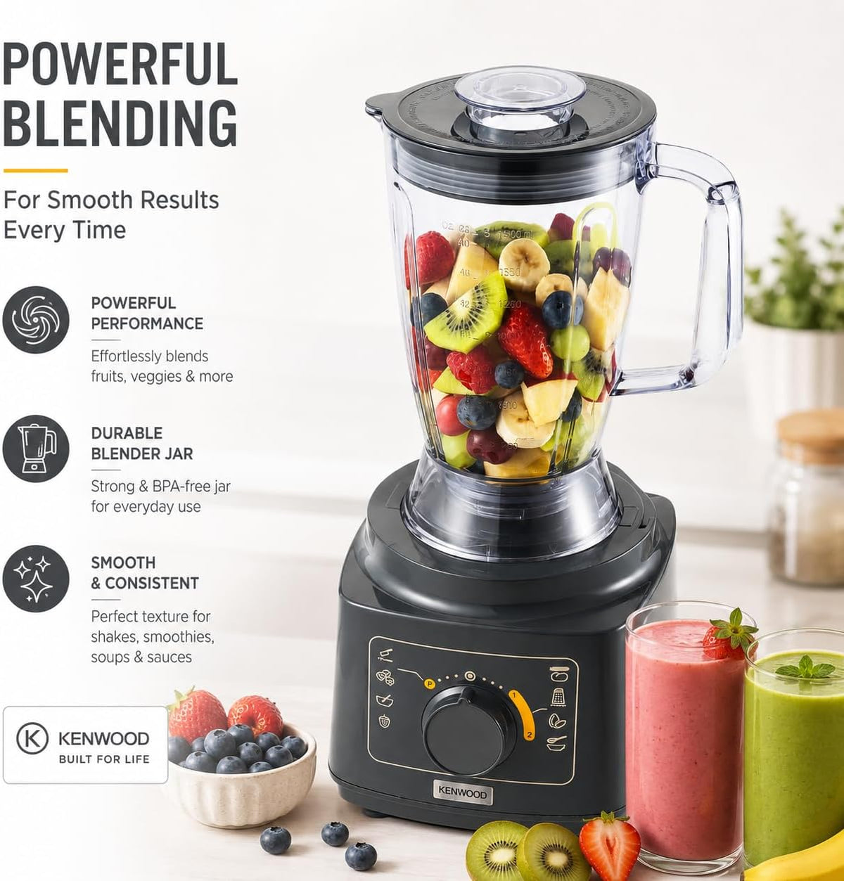 KENWOOD Food Processor 750W Multi-Functional with Blender,Reversible Slicing/Grating Disk, Emulsifying Disk for Whisking, Dough Maker, Knife — detail image 3