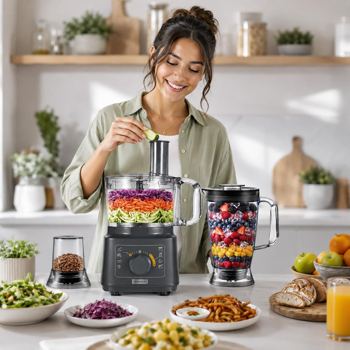 KENWOOD Food Processor 750W Multi-Functional with Blender, Citrus Juicer, Reversible Slicing/Grating Disk, Emulsifying Disk for Whisking, Do — detail image 2