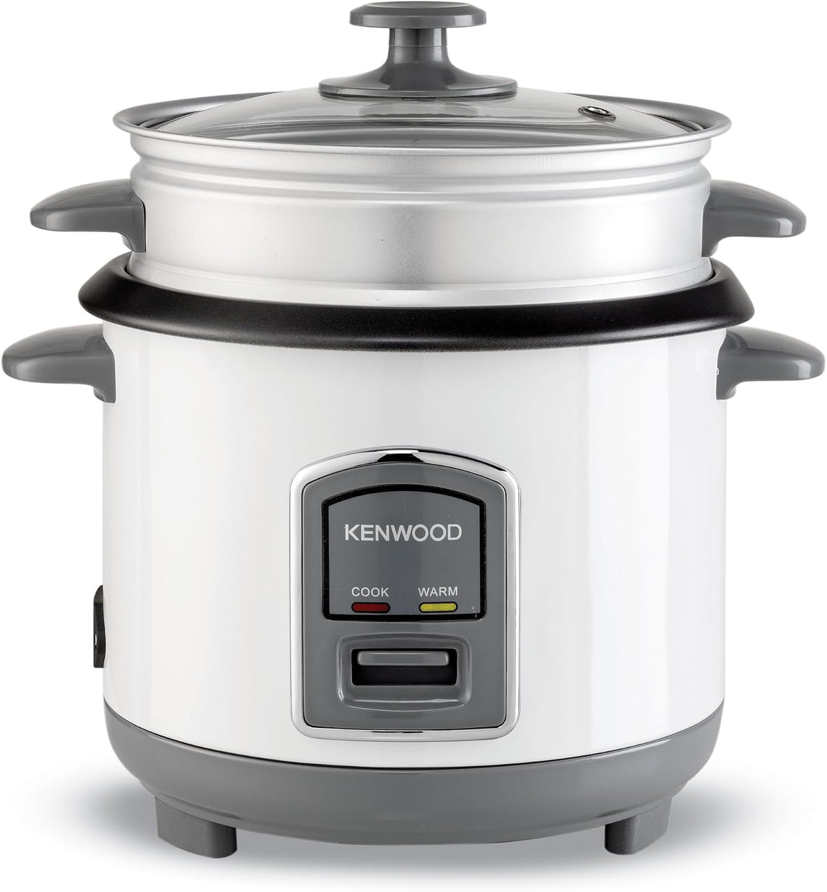 KENWOOD 2-in-1 Rice Cooker 0.6L 3-Cup with Steamer Basket, Non-Stick Pot, Glass Lid, Cook & Warm Indicator Lights, Detachable Power Cord, RC — product view