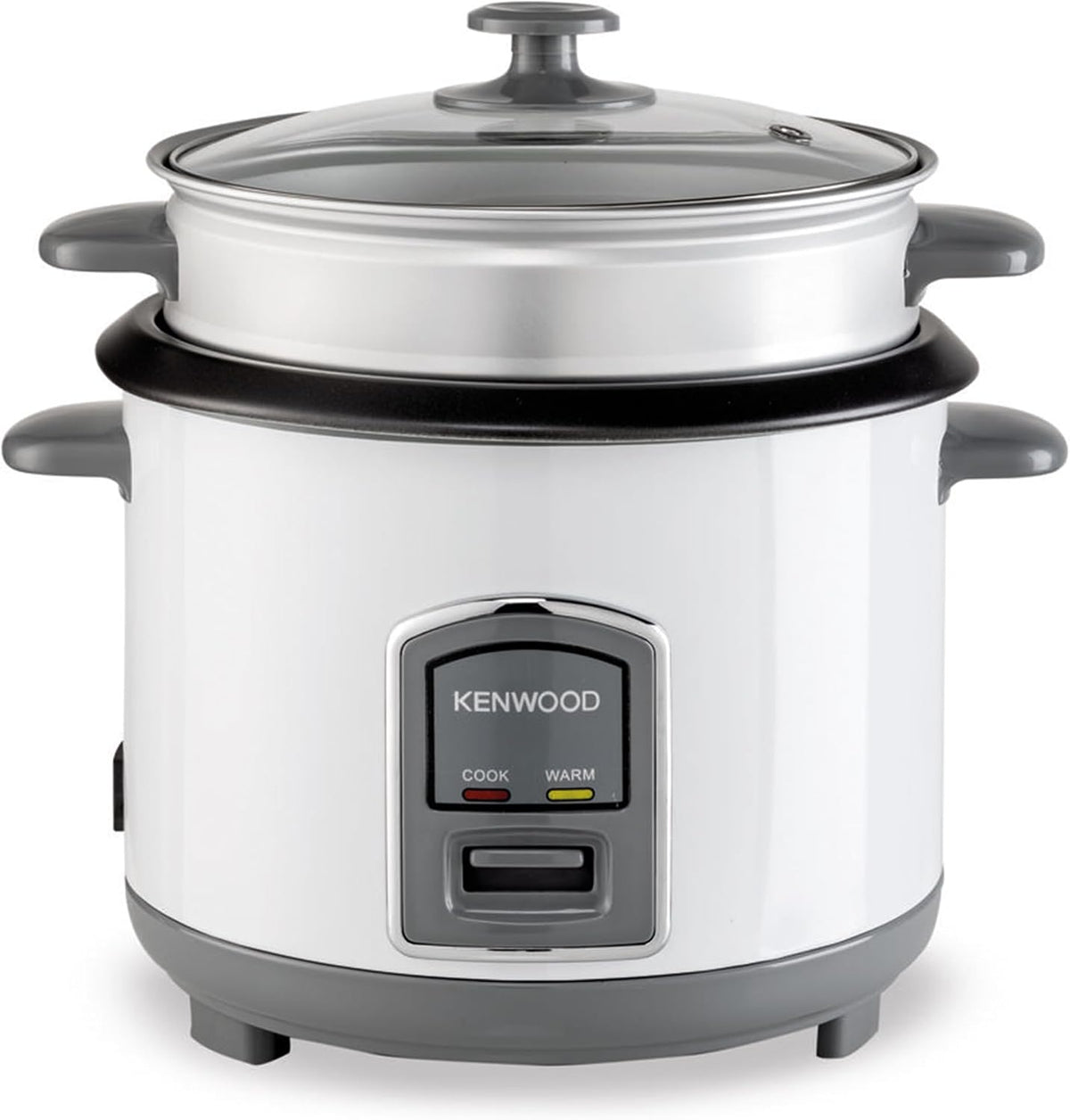 KENWOOD 2-in-1 Rice Cooker 1.8L 10-Cup with Steamer Basket, Non-Stick Pot, Glass Lid, Cook & Warm Indicator Lights, Detachable Power Cord, R — product view