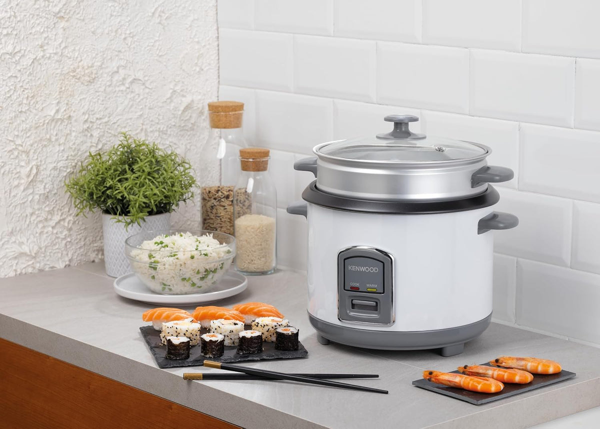 KENWOOD 2-in-1 Rice Cooker 1.8L 10-Cup with Steamer Basket, Non-Stick Pot, Glass Lid, Cook & Warm Indicator Lights, Detachable Power Cord, R — detail image 5