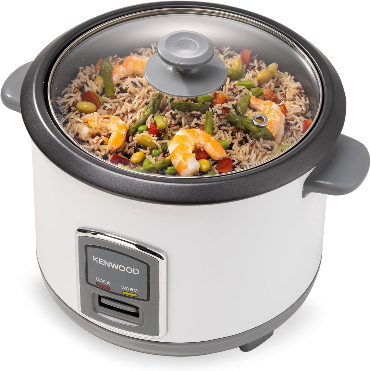 KENWOOD 2-in-1 Rice Cooker 1.8L 10-Cup with Steamer Basket, Non-Stick Pot, Glass Lid, Cook & Warm Indicator Lights, Detachable Power Cord, R — detail image 3