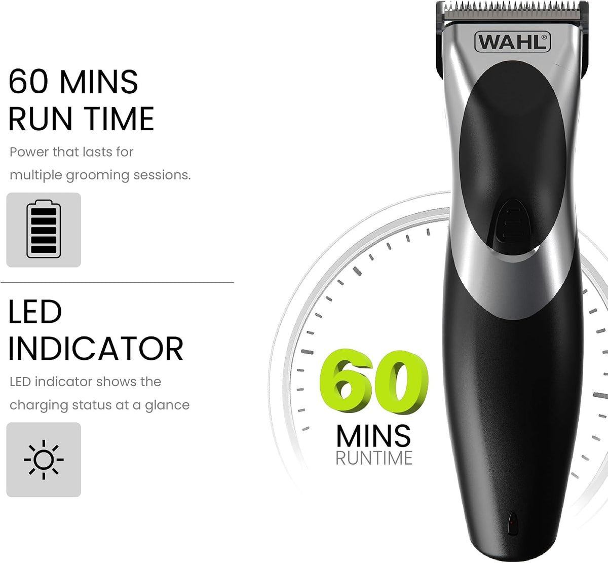 Wahl Clip 'N Rinse Cord/Cordless Hair Clipper for Men, Rechargeable Hair Trimmer, Washable Head Shaver & Grooming Kit, Home Hair Cutting Set - 9639-017 — image 2