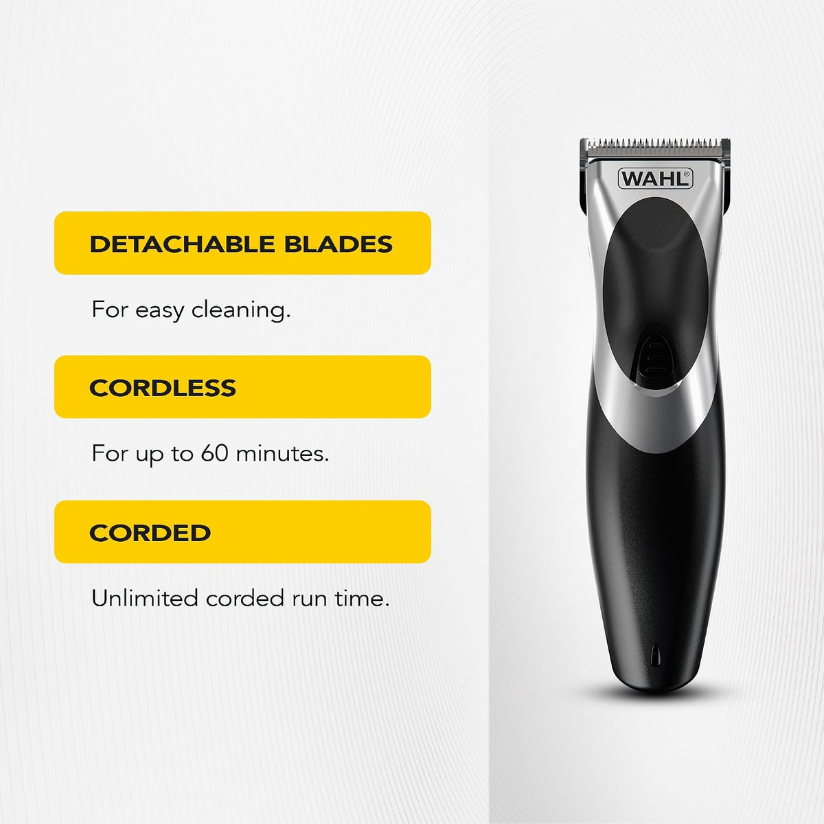 Wahl Clip 'N Rinse Cord/Cordless Hair Clipper for Men, Rechargeable Hair Trimmer, Washable Head Shaver & Grooming Kit, Home Hair Cutting Set - 9639-017 — image 3