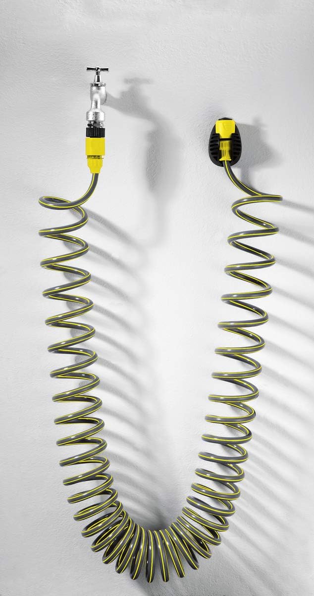 Karcher 10m Coiled Garden Hose Set, Self-Retracting Spiral Hose with 4-Pattern Spray Nozzle, Tap Adaptor, and Aqua Stop Connectors, for Balconies, Patios, and Small Gardens — image 3