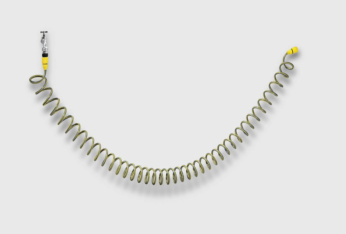 Karcher 10m Coiled Garden Hose Set, Self-Retracting Spiral Hose with 4-Pattern Spray Nozzle, Tap Adaptor, and Aqua Stop Connectors, for Balconies, Patios, and Small Gardens — image 2