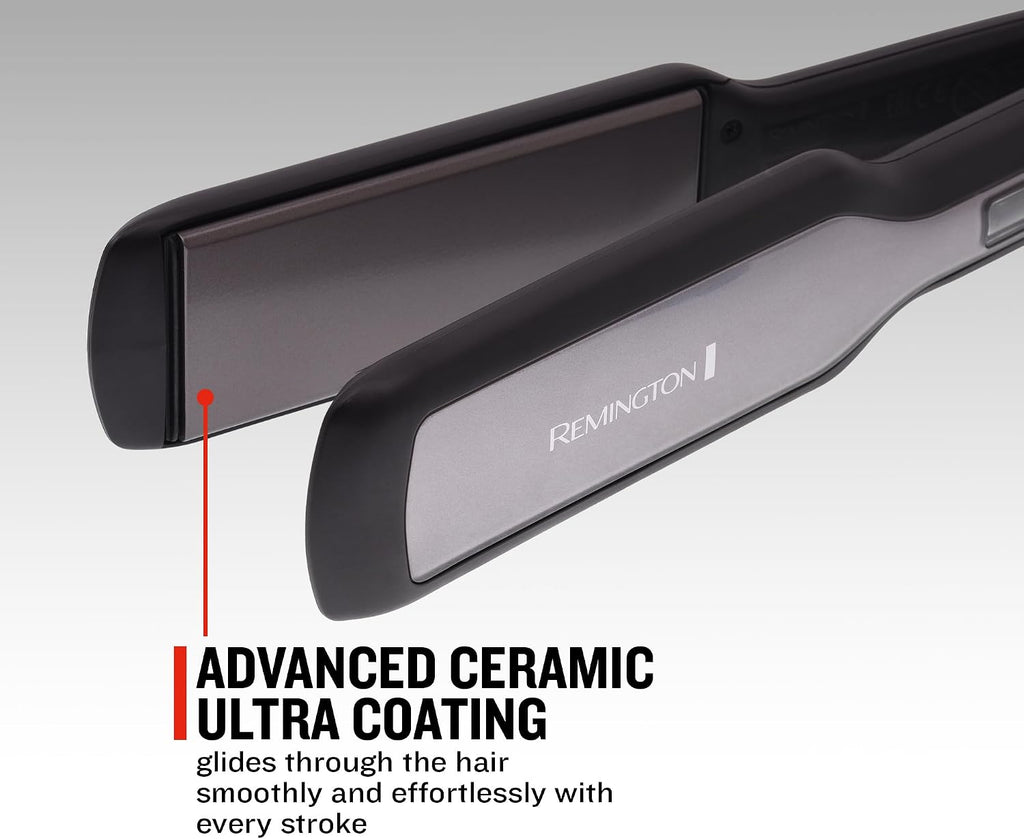 Remington Pro Ceramic Extra Wide Plate Hair Straighteners for Longer Thicker Hair, Digital Temperature Control S5525, BLACK — image 4