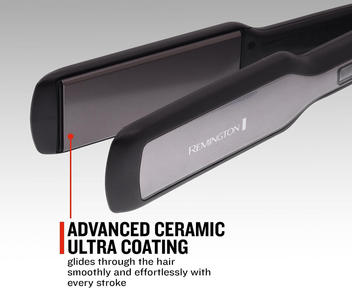 Remington Pro Ceramic Extra Wide Plate Hair Straighteners for Longer Thicker Hair, Digital Temperature Control S5525, BLACK — image 4