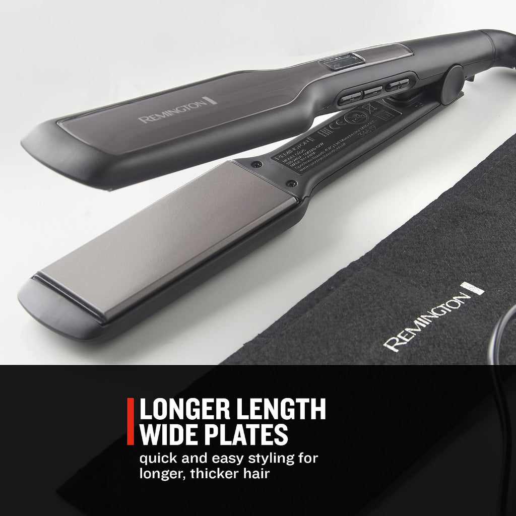 Remington Pro Ceramic Extra Wide Plate Hair Straighteners for Longer Thicker Hair, Digital Temperature Control S5525, BLACK — image 5