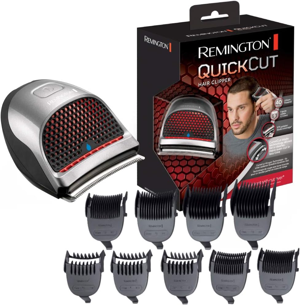 Remington Quick Cut Hair Clippers (Cordless, 40-Minute Usage, Quick Charge, Curve Cut Blade Technology, Cleaner more Even Cut, Grading, Tapering & Trimming, 9 Guide Combs 1.5-15mm, Waterproof) HC4250 — image 1