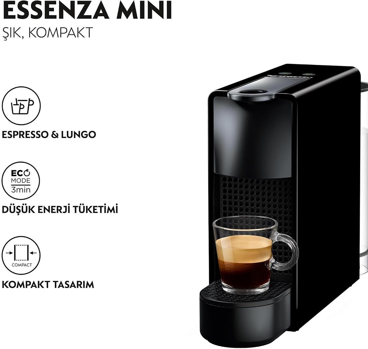 Nespresso Essenza Mini Coffee Machine, 0.6L Water Tank, 240 Volts, Sleek Piano Black Finish, Fast Brewing, UAE Version — image 2