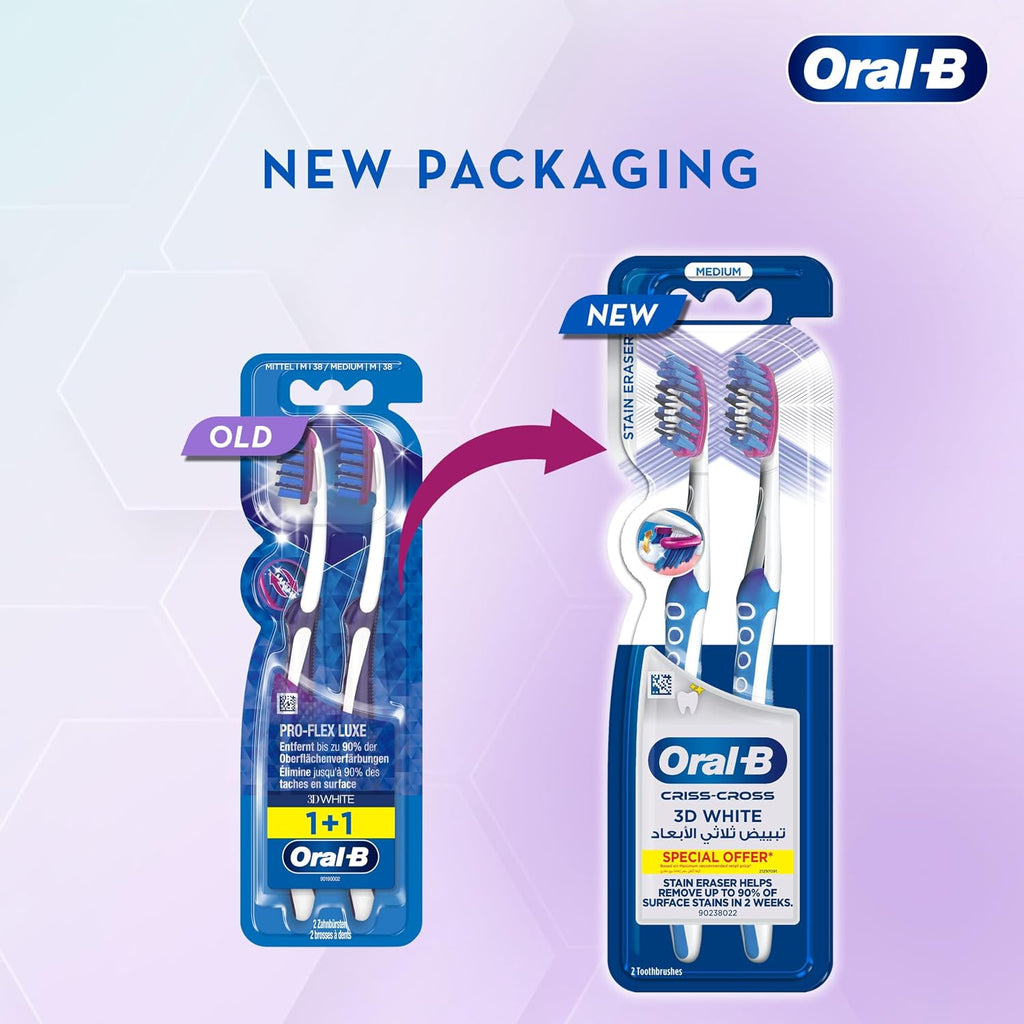 Oral-B 3D White Luxe Pro-Flex Medium Manual Toothbrush, Pack of 2 Package design may vary — image 7