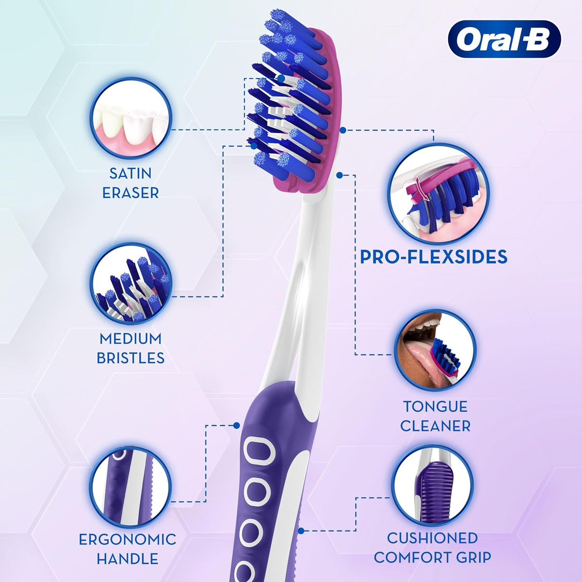 Oral-B 3D White Luxe Pro-Flex Medium Manual Toothbrush, Pack of 2 Package design may vary — image 3