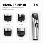 WAHL Silver Trim Rechargeable Beard Trimmer for Men Cordless | Precision Stainless Steel Blades | 13 Adjustable Cutting Lengths (0.5-11 mm) | Slim & Durable Design with Accessory Stand - 09891-017 — image 2