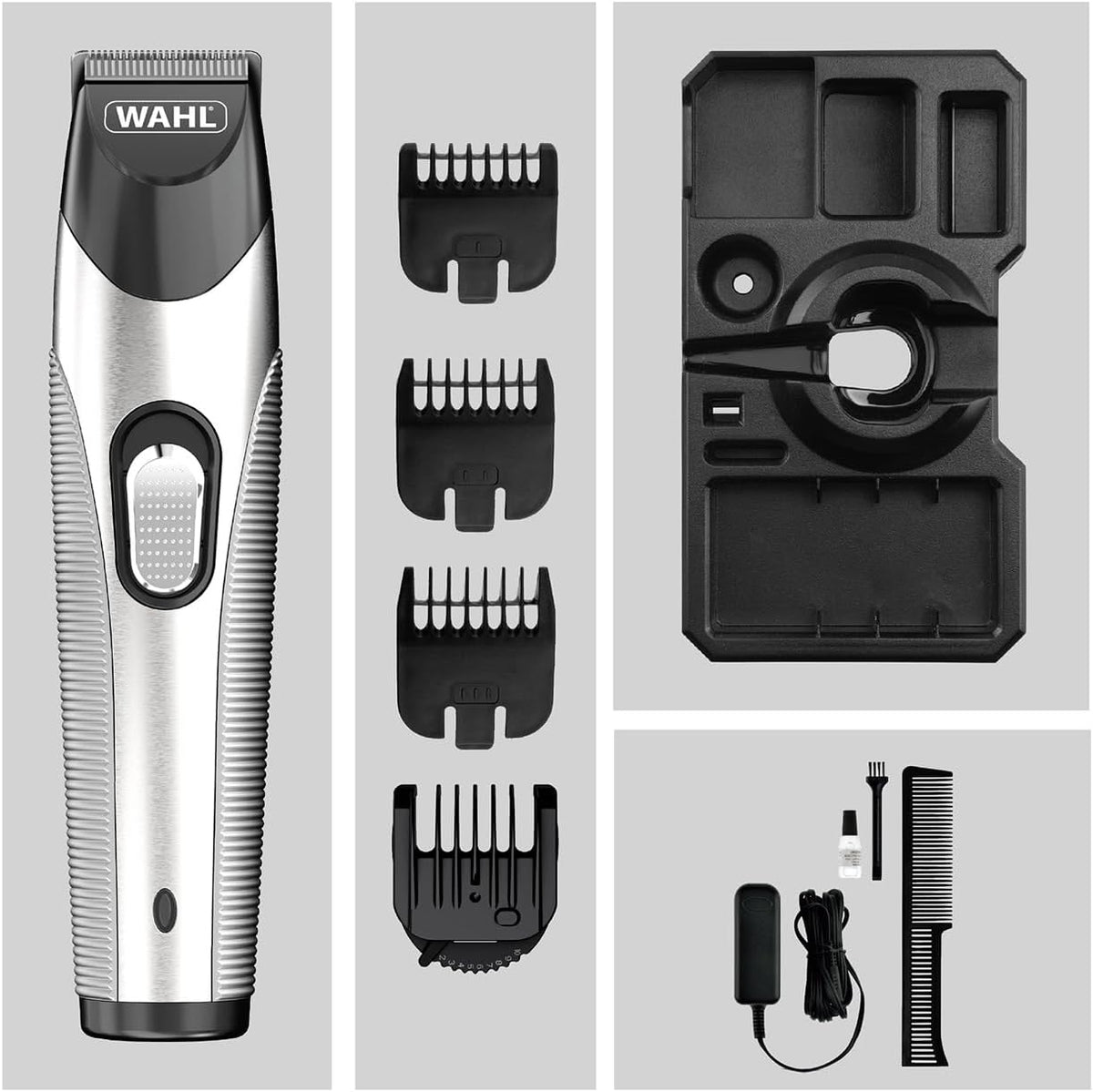 WAHL Silver Trim Rechargeable Beard Trimmer for Men Cordless | Precision Stainless Steel Blades | 13 Adjustable Cutting Lengths (0.5-11 mm) | Slim & Durable Design with Accessory Stand - 09891-017 — image 8