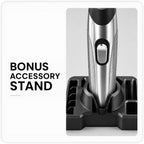 WAHL Silver Trim Rechargeable Beard Trimmer for Men Cordless | Precision Stainless Steel Blades | 13 Adjustable Cutting Lengths (0.5-11 mm) | Slim & Durable Design with Accessory Stand - 09891-017 — image 6