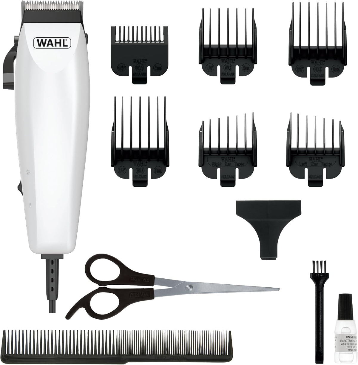 WAHL Easy Cut 11-piece complete hair clipper kit, Self-sharpening Blades Hair Cutting Kit, Adjustable taper lever for multiple cutting lengths,6 Guide Combs, White, 09314-3327 — image 2