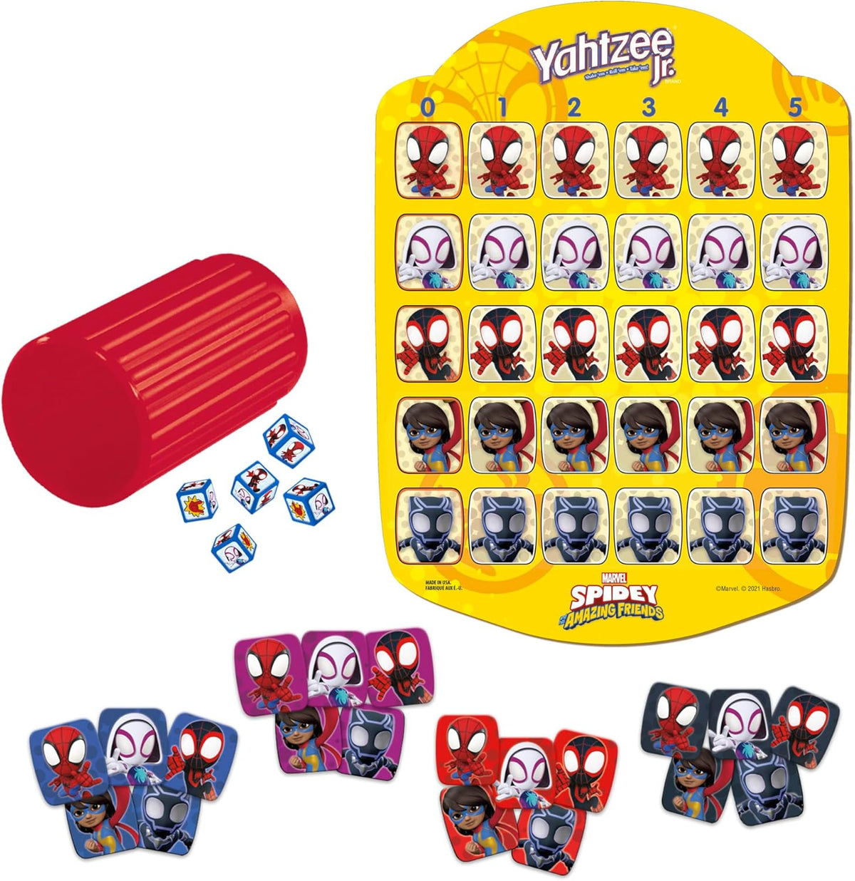 Hasbro Gaming Spidey and His Amazing Friends Yahtzee Jr.Marvel Edition Board Game for Kids, Ages 4 and Up — image 4