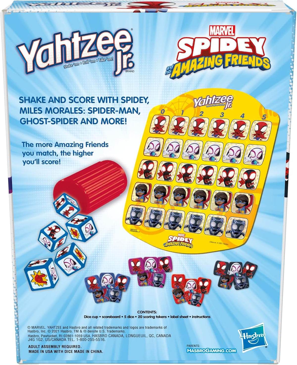 Hasbro Gaming Spidey and His Amazing Friends Yahtzee Jr.Marvel Edition Board Game for Kids, Ages 4 and Up — image 2