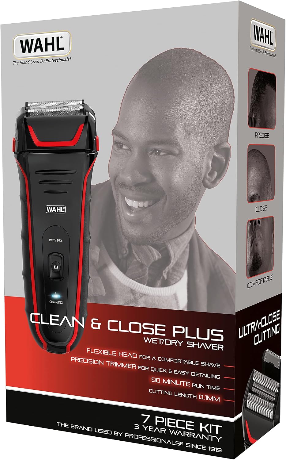 Wahl Clean & Close Plus Rechargeable Wet & Dry Foil Shaver, Black and Red — image 6