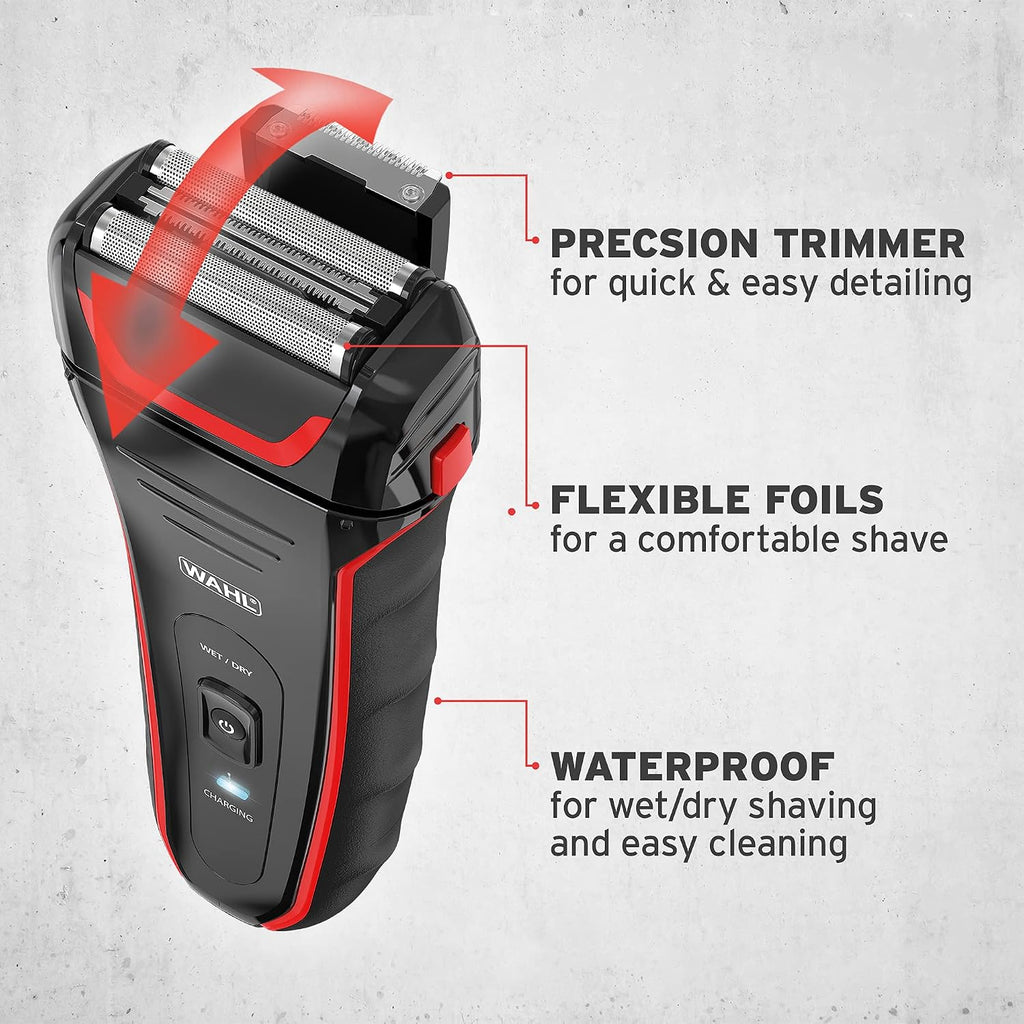 Wahl Clean & Close Plus Rechargeable Wet & Dry Foil Shaver, Black and Red — image 2