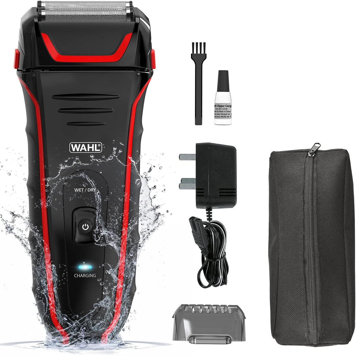 Wahl Clean & Close Plus Rechargeable Wet & Dry Foil Shaver, Black and Red — image 1