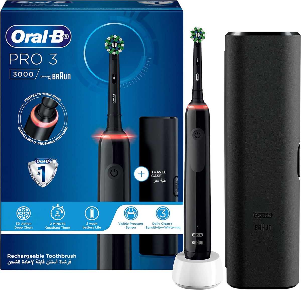 Oral-B Pro Clean 3 3000 Electric Toothbrush with Travel Case, Black Color, Rechargeable, with Built-in Timer — image 2