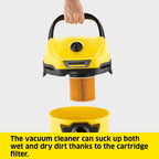 Karcher WD 3 Wet and Dry Vacuum Cleaner with Blower Function, 1000W Power, 17L Impact-Resistant Container, 2m Suction Hose, for Car, Garage, Workshop & DIY Projects, Yellow — image 2