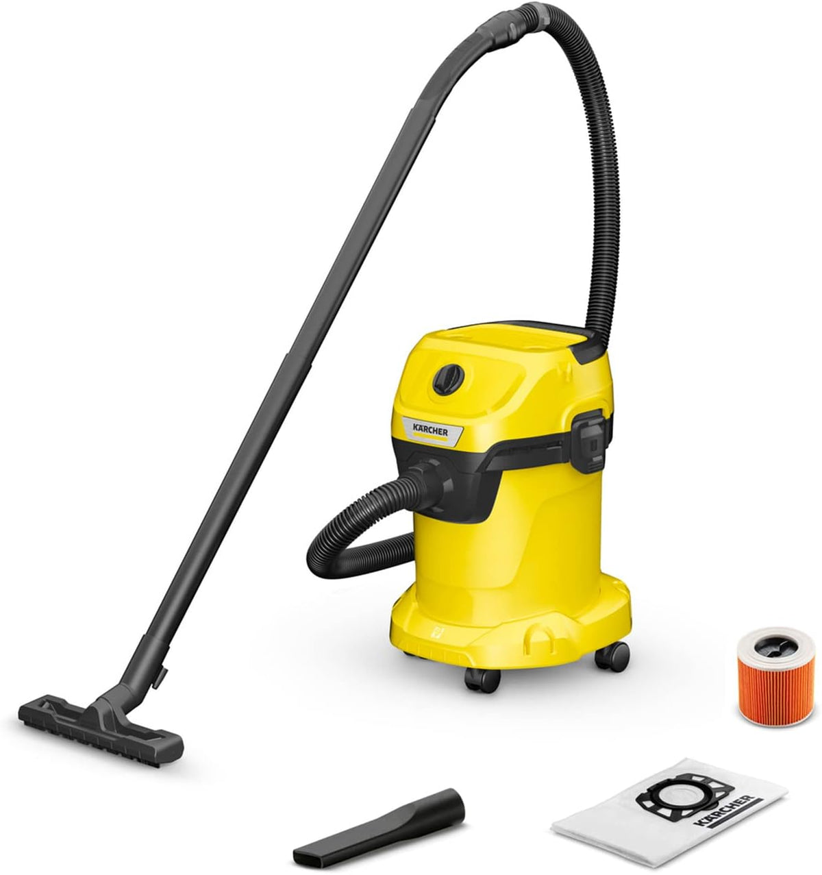 Karcher WD 3 Wet and Dry Vacuum Cleaner with Blower Function, 1000W Power, 17L Impact-Resistant Container, 2m Suction Hose, for Car, Garage, Workshop & DIY Projects, Yellow — image 1