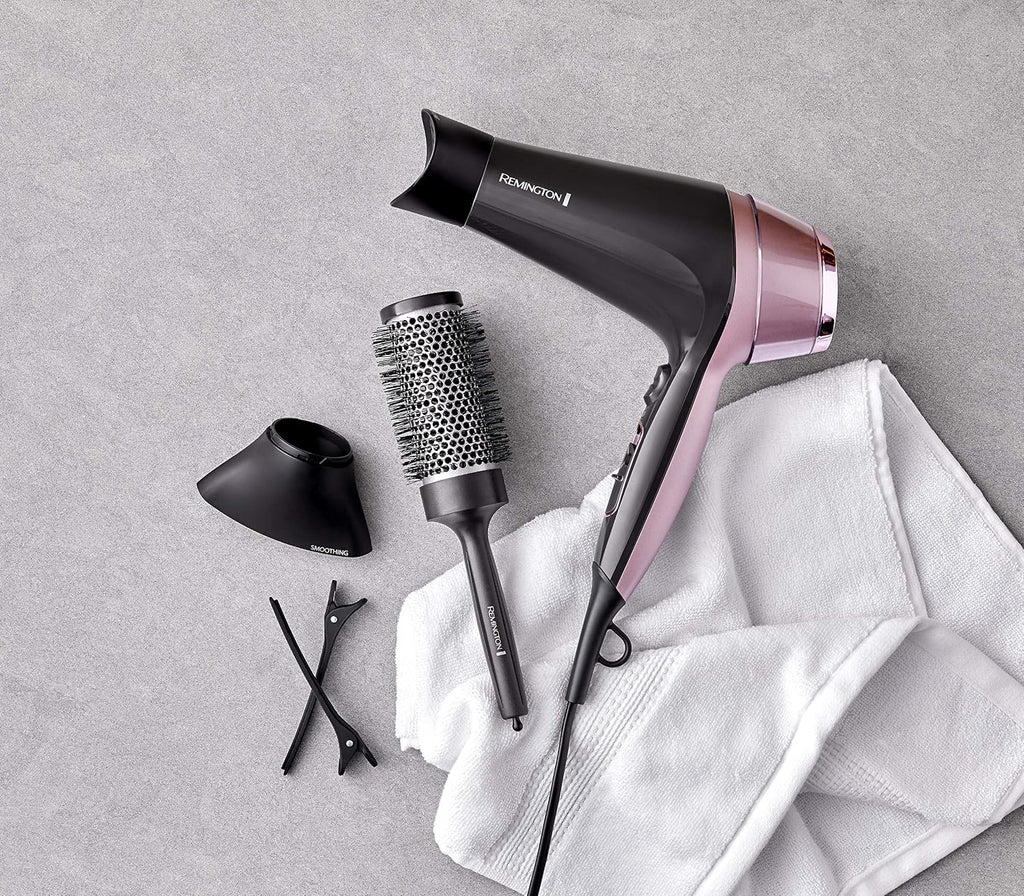 Remington Hair Dryer Curl & Straight Confidence (Incl. 45mm Round Brush, 2200 Watt, 90km/h, Ion Technology For Lint Free Result, Light Weight) Hair Dryer D5707 — image 2