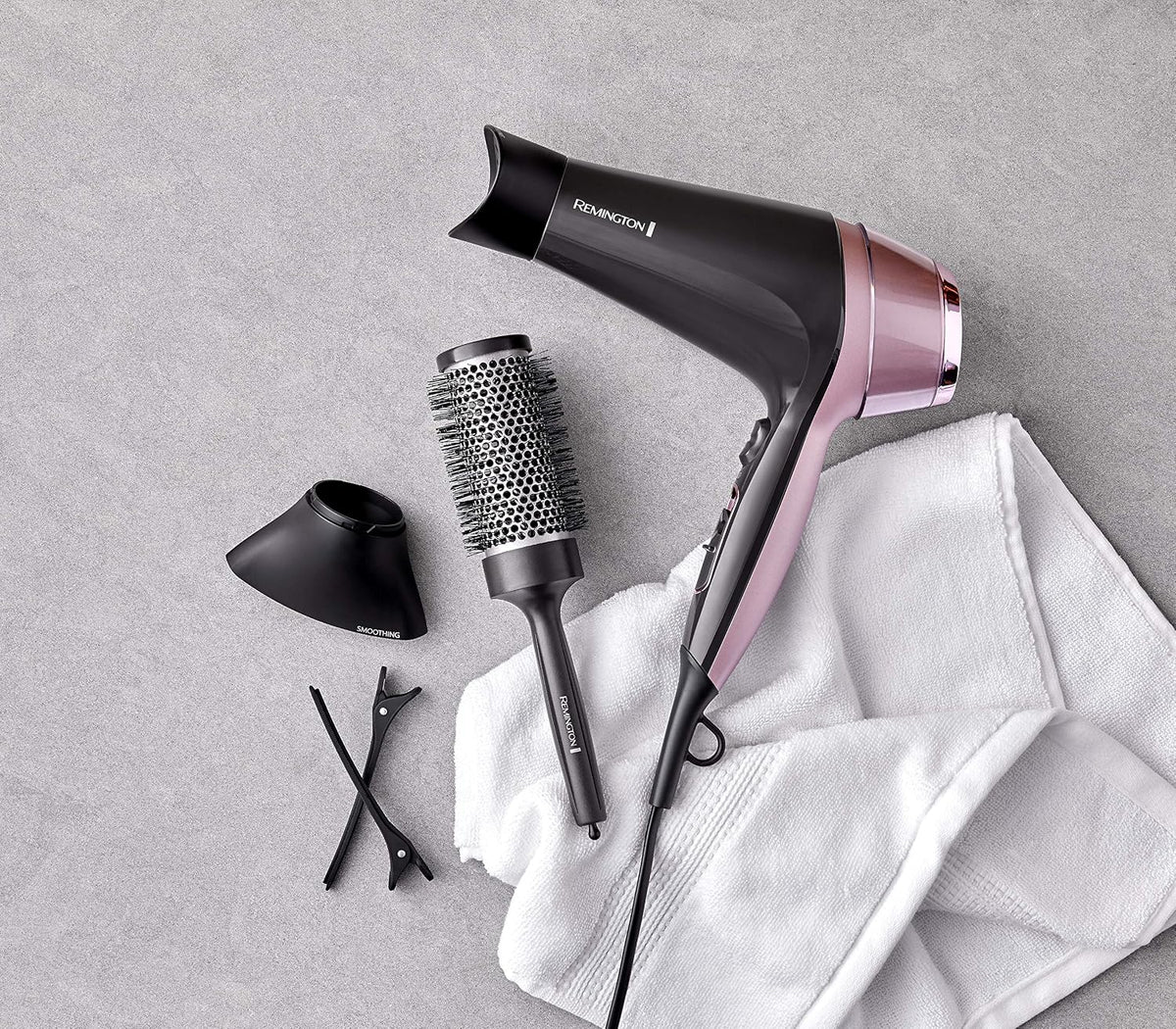 Remington Hair Dryer Curl & Straight Confidence (Incl. 45mm Round Brush, 2200 Watt, 90km/h, Ion Technology For Lint Free Result, Light Weight) Hair Dryer D5707 — image 2